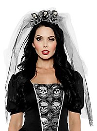 Veil with skeleton brooches grey