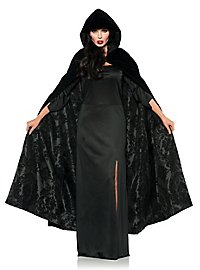 Velvet cape with hood black