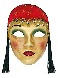 Volto Anni 30 capp rosso - Venezianische Maske