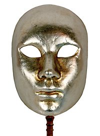Venezianische Maske "Volto macrame argento con bastone" Karneval Venezia 
