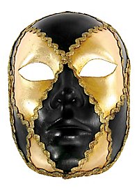 Volto scacchi oro cuoio - Venezianische Maske