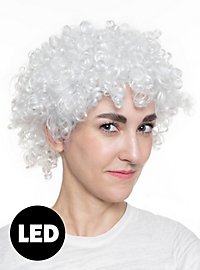 White clown wig with flashing LEDs