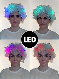 White clown wig with flashing LEDs
