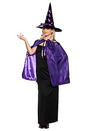Witch hat & cape set purple
