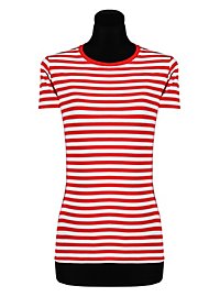 Women's striped shirt short sleeve red and white - suitable for everyday wear