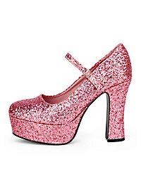 Zapatos De Plataforma Rosa Con Purpurina