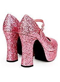 Zapatos De Plataforma Rosa Con Purpurina