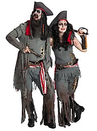 Zombie Pirat Kostüm mit Perücke