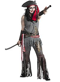 Zombie Piratin Komplett Kostüm mit Make-up Set