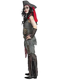 Zombie Piratin Kostüm mit Perücke