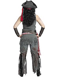 Zombie Piratin Kostüm mit Perücke