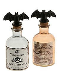 Zwei Fledermaus Glasflaschen Halloweendeko